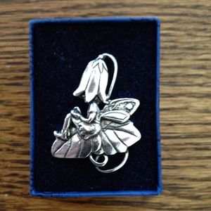 Vintage Silver Scenes Harebell & Elf Brooch Pin